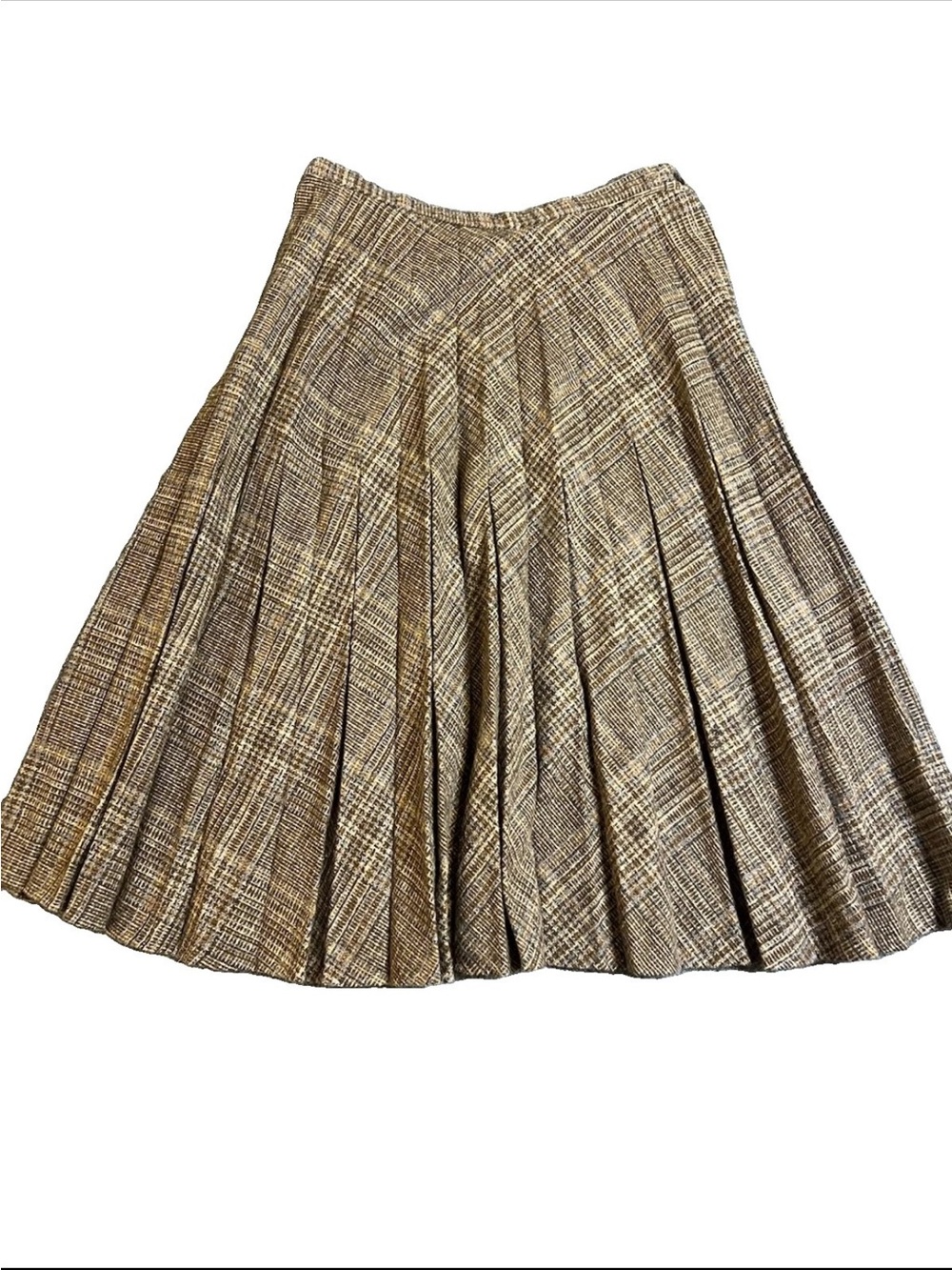 Vintage Brown Tweed Pleated Skirt By Savage Sz13 Dark Academia Preppy Heritage